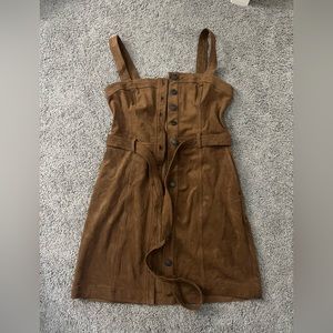 Abercrombie & fitch brown button up dress, suede